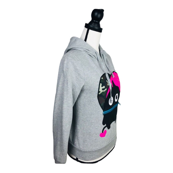 Freehold Graphic Hoodie Grey Black Pink Streetwear Zipper Cotton Blend S Small - Picture 3 of 4